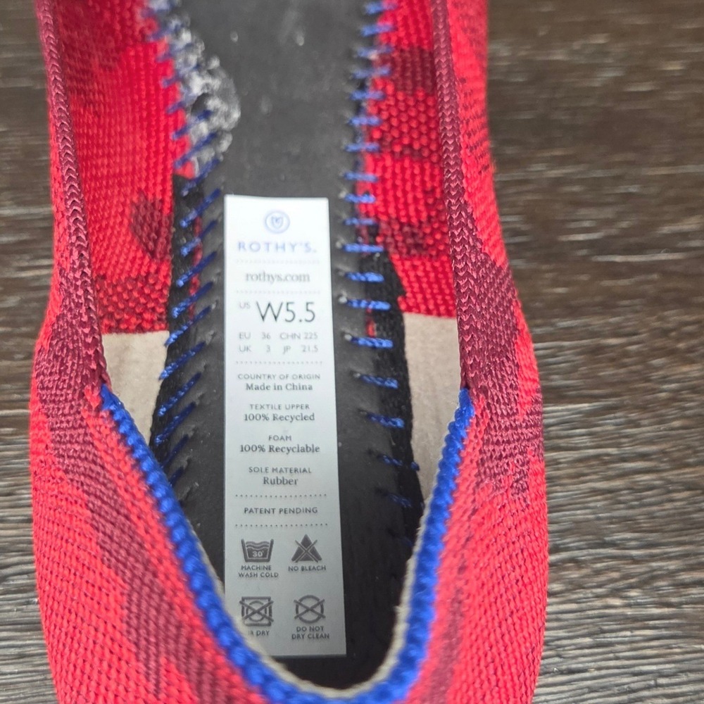 Rothy's The Loafer Womens 5.5 Red Abstract Knit Washable Comfort Flats - Picture 7 of 8